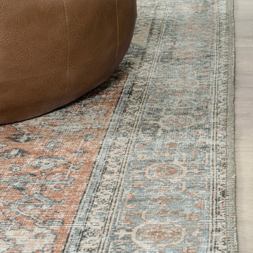 Armae Distressed Medallion Chenille Machine-washable Area Rug